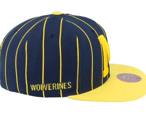 Snapback-Mitchell & Ness Michigan Wolverines Team Pin Navy/Yellow Snapback - Blue