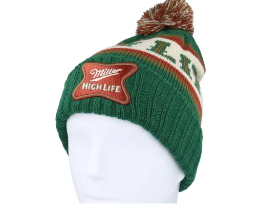 New American Needle Miller Pillow Line Knit Dark Green/Multicolor Pom -