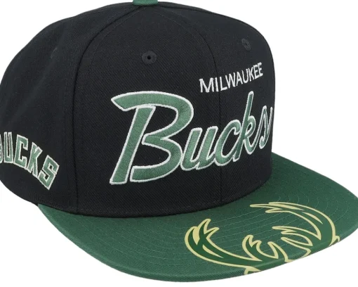 Snapback-Mitchell & Ness Milwaukee Bucks Big Mouth Black/Dark Green Snapback -