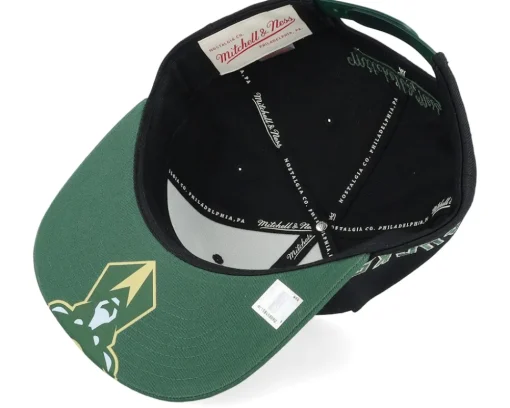 Snapback-Mitchell & Ness Milwaukee Bucks Big Mouth Black/Dark Green Snapback -
