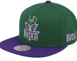 Snapback-Mitchell & Ness Milwaukee Bucks Team Origins /Purple Snapback - Green