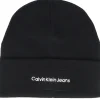 Hot Calvin Klein Mono Logo Embro Beanie Black Cuff -