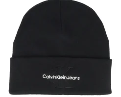 Hot Calvin Klein Mono Logo Embro Beanie Black Cuff -