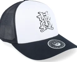 Trucker-Bearded Man Monogram Retro Black/White/Black Trucker -