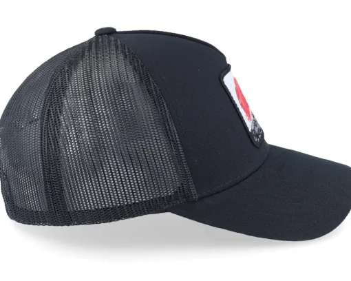 Trucker-Wild Spirit Mount Fuji Sunset Retro Black A-frame Trucker -