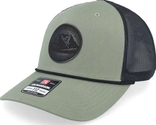 Trucker-Wild Spirit Mountain And Eagle Black Patch Loden/Black Rope A-frame Trucker -