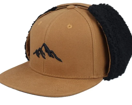 Earflap-Wild Spirit Mountain 3d Canvas Flatbrim /Black Earflap - Beige