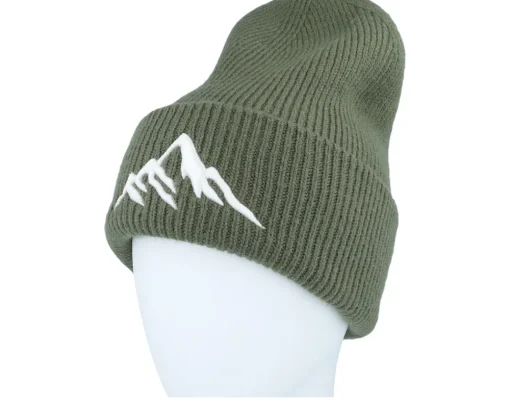 Cuff Beanies-Wild Spirit Mountain 3d Olive Soft Deep Cuff - Green