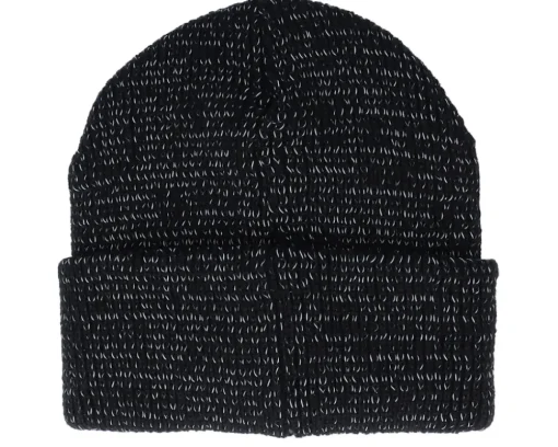 Cuff Beanies-Wild Spirit Mountain Shape Patch Brown/Reflective Black Beanie -