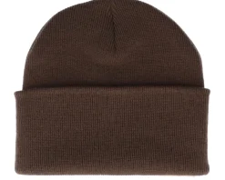 Cuff Beanies-Wild Spirit Mountain Shape Patch Brown/Chocolate Beanie -