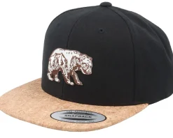 Snapback-Iconic Mountains Bear Patch Black/Cork Snapback -