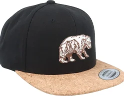 Snapback-Iconic Mountains Bear Patch Black/Cork Snapback -
