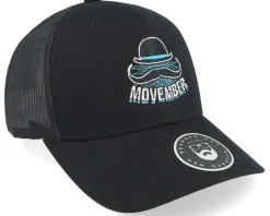 Trucker-Bearded Man Movember Hat Logo Black Trucker -