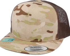 Blanks-Yupoong Multicam Arid/Brown A-Frame Trucker Snapback -