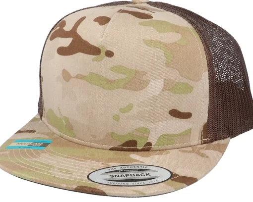Blanks-Yupoong Multicam Arid/Brown A-Frame Trucker Snapback -