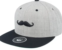 Snapback-Bearded Man Mustache Logo Grey/Black Snapback -