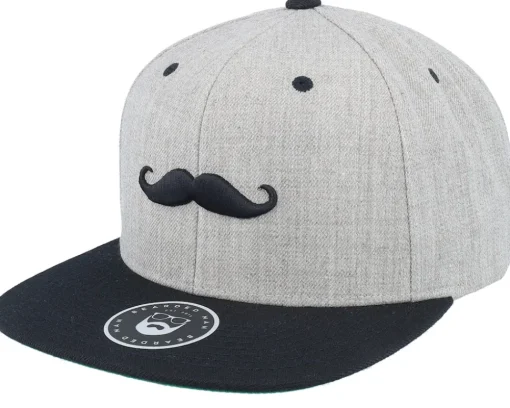 Snapback-Bearded Man Mustache Logo Grey/Black Snapback -