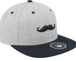 Snapback-Bearded Man Mustache Logo Grey/Black Snapback -