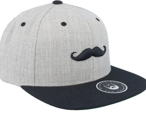 Snapback-Bearded Man Mustache Logo Grey/Black Snapback -