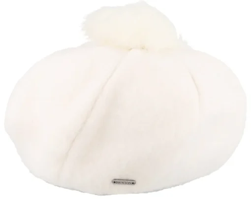 Berets-Brixton Natalie Oversized Pom Off White Beret -