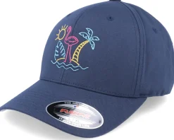 Online Iconic Neon Summer Beach Flamingo Navy Flexfit -