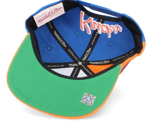 Snapback-Mitchell & Ness New York Knicks Rear Script Deadstock Nba Royal Orange Snapback -