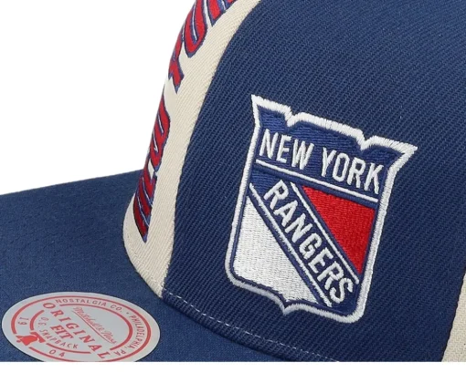 Snapback-Mitchell & Ness New York Rangers Pop Panel Off White/Navy Snapback - Blue, Beige