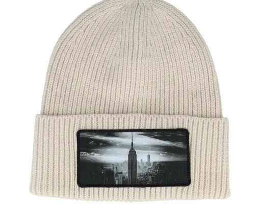 Fashion Calza Pennello New York Skyscraper Beanie Oatmeal Oversized Cuff -