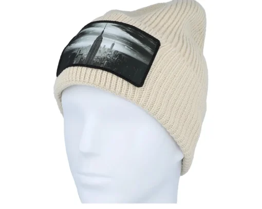 Fashion Calza Pennello New York Skyscraper Beanie Oatmeal Oversized Cuff -