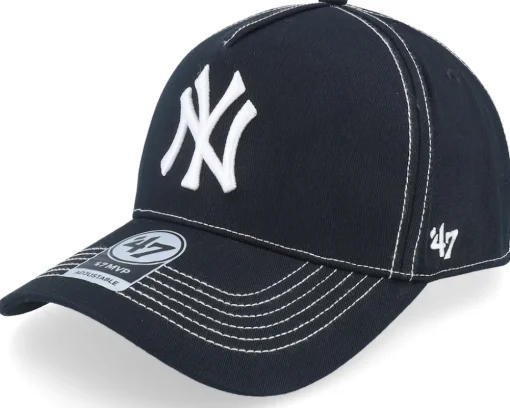 Adjustable-47 Brand New York Yankees Contrast Stitch Mvp Dt /White A-frame Adjustable - Black