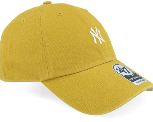 Dad Cap-47 Brand New York Yankees MLB Runner 47 Clean Up Goldenrod Dad Cap - Yellow