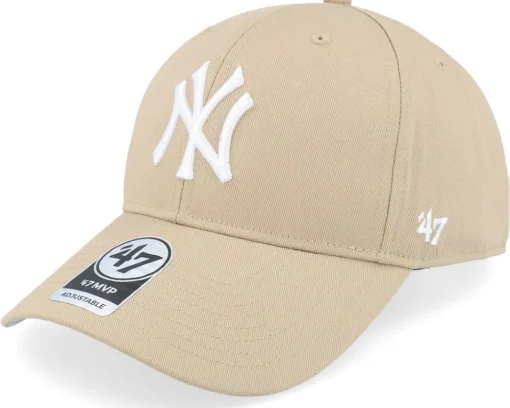 Adjustable-47 Brand New York Yankees Raised Basic Mvp Khaki/White Adjustable -