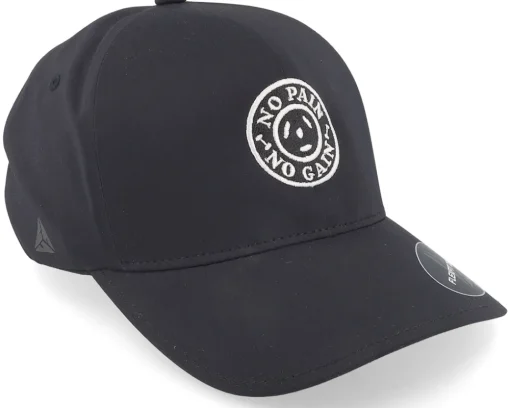New Berzerk No Pain No Gain Round Logo Delta Black Flexfit -