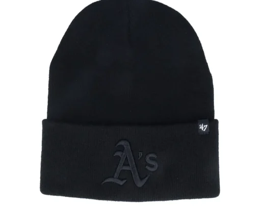 New 47 Brand Oakland Athletics MLB Haymaker 47 Knit Oat Black Cuff -