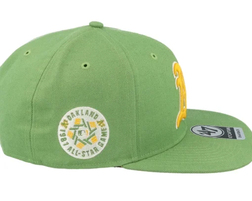 Best 47 Brand Oakland Athletics MLB Sure Shot Under 47 Captain Green Snapback -