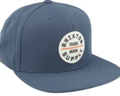Snapback-Brixton Oath III Flint Stone Blue/White Snapback -