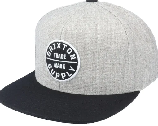 Snapback-Brixton Oath III Light Heather Grey/Black Snapback -