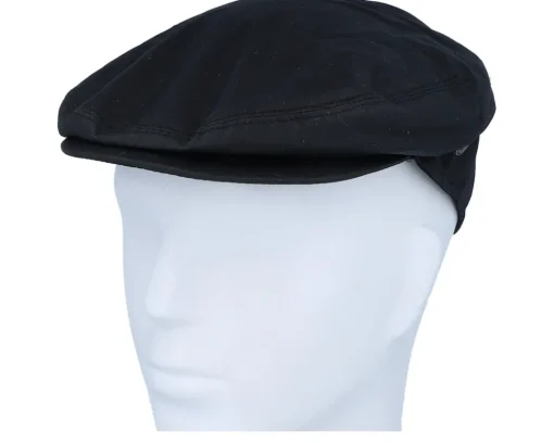 Flat Caps-Jaxon & James Oilcloth Black Flat Cap -