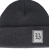 Cuff Beanies-Bearded Man Old English B Patch Graphite Grey Beanie -