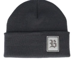 Cuff Beanies-Bearded Man Old English B Patch Graphite Grey Beanie -