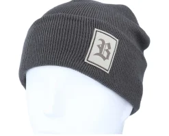 Cuff Beanies-Bearded Man Old English B Patch Graphite Grey Beanie -