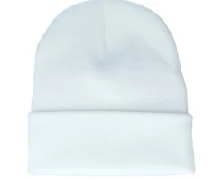 Cuff Beanies-Bearded Man Old English B Patch White Beanie -