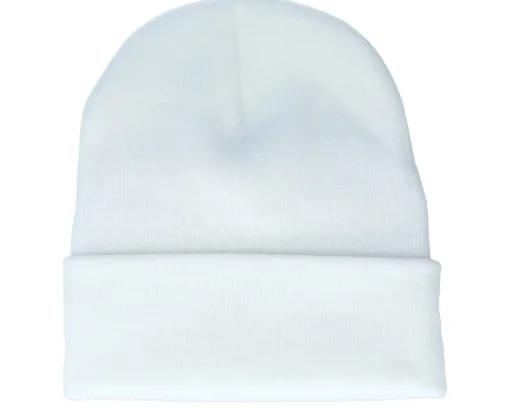 Cuff Beanies-Bearded Man Old English B Patch White Beanie -