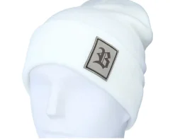 Cuff Beanies-Bearded Man Old English B Patch White Beanie -