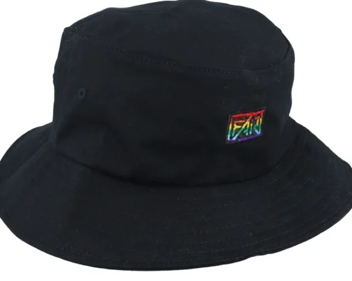 Buckets-Fair Oraganic Rainbow Pride Logo Black Bucket -