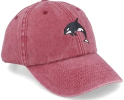 Dad Cap-Wild Spirit Orca Washed Red Dad Cap -