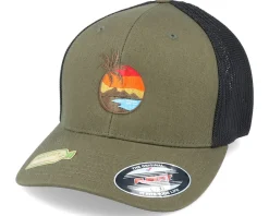 Clearance Iconic Organic Aloha Sunset Olive Mesh Flexfit -