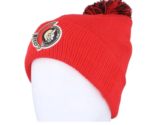 New Adidas Ottawa Senators NHL Cuff Beanie Pom - Red