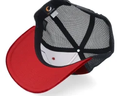 Trucker | Velvet Caps-Bearded Man Outlaw With Revolver Velvet /Black A-Frame Trucker - Red