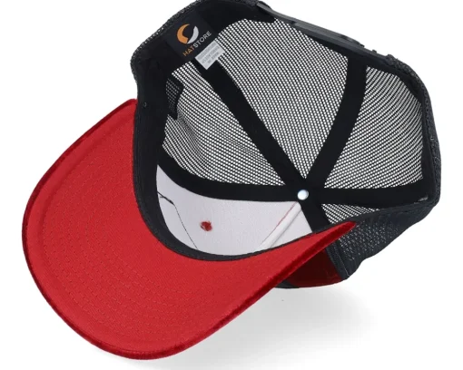 Trucker | Velvet Caps-Bearded Man Outlaw With Revolver Velvet /Black A-Frame Trucker - Red